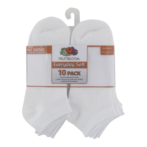 Ladies Flat Knit No Show Socks, 10 Pair