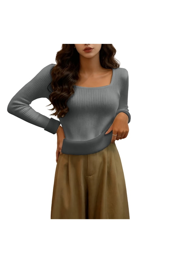 Ladies Fleece Lined Thermal Base Layer Shirt - Great for Winter Sports, Outdoor Work and Everyday Comfort, Soft Warm Top for Cold Climate Wear - Dark Gray