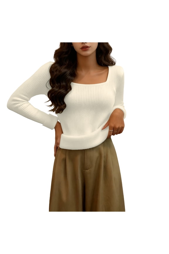 Ladies Fleece Lined Thermal Base Layer Shirt - Great for Winter Sports, Outdoor Work and Everyday Comfort, Soft Warm Top for Cold Climate Wear - White