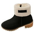 thumbnail image 1 of Ladies' Warm Retro Mid-Calf Boots Square High Heels Side Zipper Boots Black 36, 1 of 4