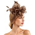 thumbnail image 1 of Ladies Floral Fascinator Hat with Net and Feather Vintage Cocktail Party Headpiece For Bridal Evening Dinner Events, 1 of 4