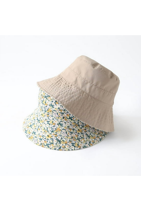 Ladies Flower Bucket Hat Female Hats Headwear Adult Head accessories (Khaki)