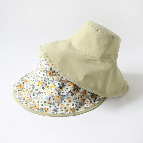 Ladies Flower Bucket Hat Female Hats Headwear Adult Head accessories (Green)