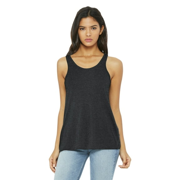 Ladies' Flowy Racerback Tank - DRK GREY HEATHER - XS