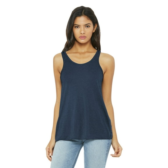 Ladies' Flowy Racerback Tank - HEATHER NAVY - XL