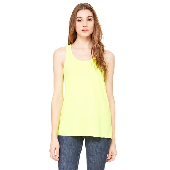 Ladies' Flowy Racerback Tank, Neon Yellow, S