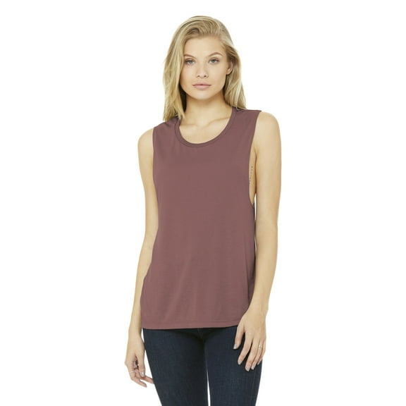 Ladies' Flowy Scoop Muscle Tank - MAUVE - L
