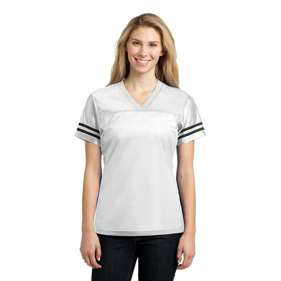 Ladies Football Replica Jersey Color White/Black Large Size