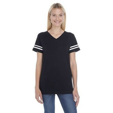 LAT Women's Football V-Neck Fine Jersey Tee
