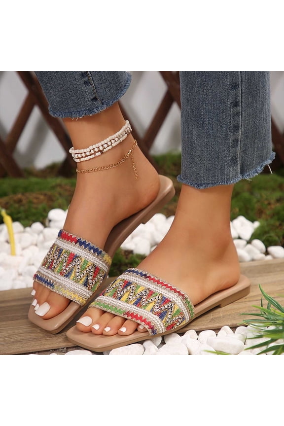 Ladies Foreign Trade Large Size Fish Mouth Flat Flat Color Matching Beach Slippers Sandals for Women 2025 Red 37