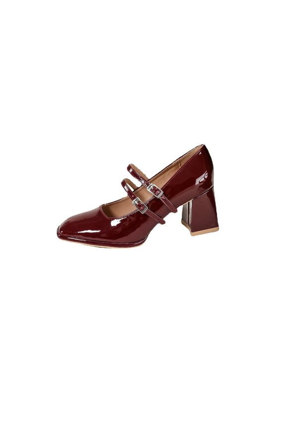 Ladies' French Style Mary Janes, Buckle Strap, High Heel Dress Shoes