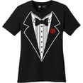 thumbnail image 1 of Ladies Funny Tuxedo T-Shirt Black Black W Red Rose, XS, 1 of 2