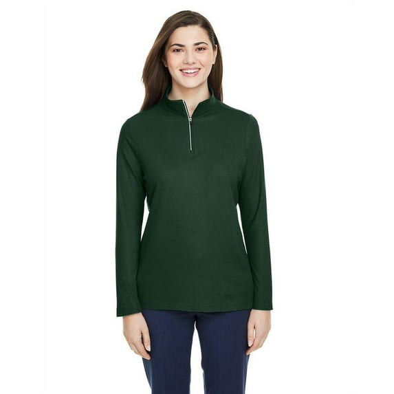 Ladies' Fusion ChromaSoft™ Pique Quarter-Zip - FOREST - 2XL