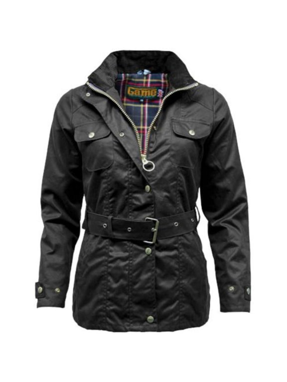 Ladies Game Blaze Belted Premium Wax Jacket X-Small Black