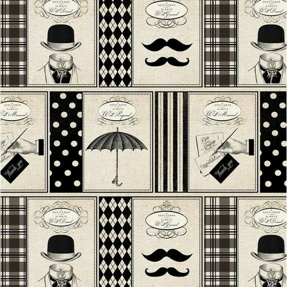 Ladies & Gentlemen Well Mannered Print Premium David Textiles 100% Cotton Fabric By The Yard