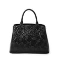 thumbnail image 1 of Ladies' Genuine Cowhide Leather Tote Rose Embossing - Handbag, Shoulder Bag for Commuting Storage, 1 of 8
