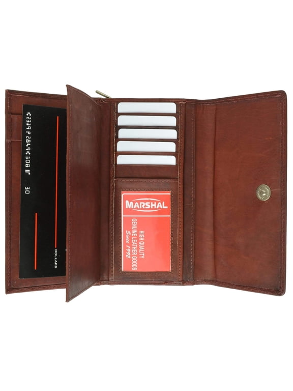 Ladies Genuine Leather Checkbook Wallet Organizer with Detachable Sleeve and ID Window 5575 CF (C)