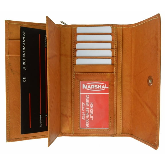 Ladies Genuine Leather Checkbook Wallet Organizer with Detachable Sleeve and ID Window 5575 CF