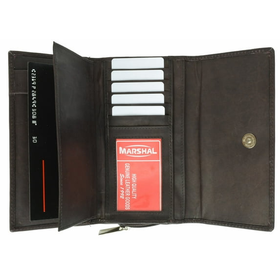 Ladies Genuine Leather Checkbook Wallet Organizer with Detachable Sleeve and ID Window 5575 CF