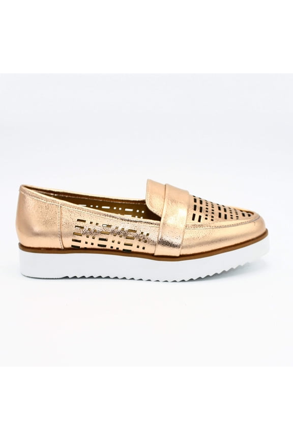 Ladies Genuine Leather Loafer with Breathable Design - 1936 Boutique Style 7001-20