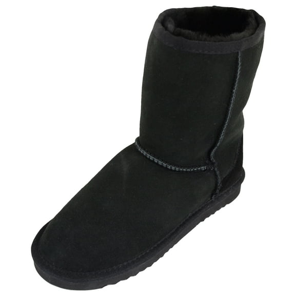 Ladies Genuine Sheepskin Mid Calf Short Boot by SNUGRUGS - Black - US 11