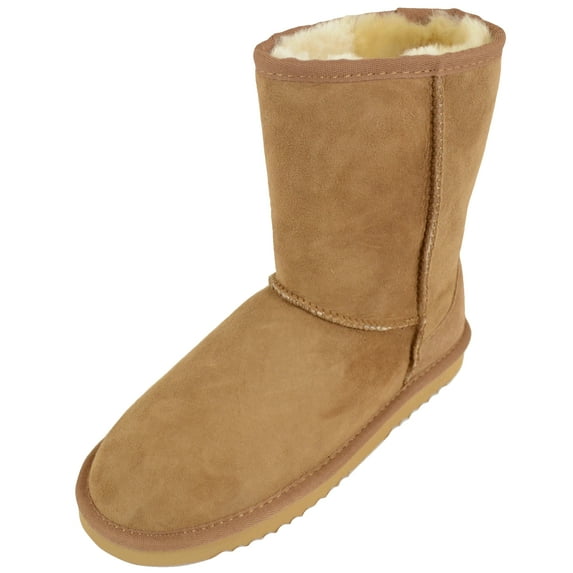 Ladies Genuine Sheepskin Mid Calf Short Boot by SNUGRUGS - Chestnut - US 7
