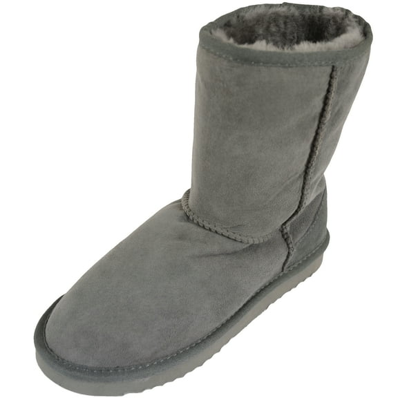 Ladies Genuine Sheepskin Mid Calf Short Boot by SNUGRUGS - Grey - US 11