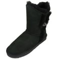thumbnail image 1 of Ladies Genuine Sheepskin Mid Calf Short Boot with Button Design by SNUGRUGS - Black - US 8, 1 of 1