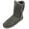 thumbnail image 1 of Ladies Genuine Sheepskin Mid Calf Short Boot with Button Design by SNUGRUGS - Grey - US 10, 1 of 1