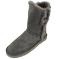 thumbnail image 1 of Ladies Genuine Sheepskin Mid Calf Short Boot with Button Design by SNUGRUGS - Grey - US 7, 1 of 1