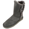 thumbnail image 1 of Ladies Genuine Sheepskin Mid Calf Short Boot with Button Design by SNUGRUGS - Grey - US 8, 1 of 1
