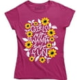 thumbnail image 1 of Ladies Girls Just Wanna Have Fun Summer Flowers Cute Funny Music Party T-Shirt, 1 of 4