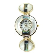 Ladies Gold tone Abalone shell bracelet clubbing watch 37.5 mm 10mm thick case.