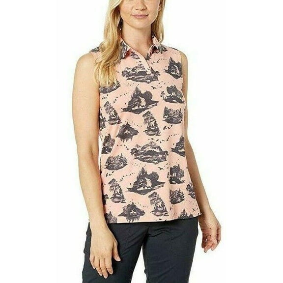 Ladies Golf Polo T-Shirt Dri-Fit Sleeveless Printed Pink Quartz Size X-Small New