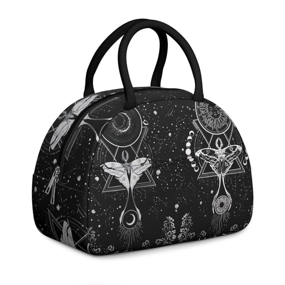 Ladies Gothic Constellation Lunch Box - Starry Night Design with Zipper Closure & Adjustable Strap, Insulated Reusable Leakproof Cooler for Work