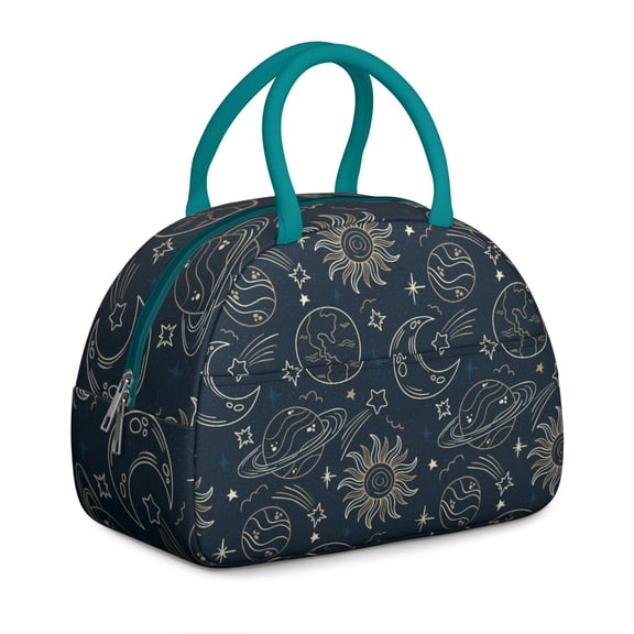 Ladies Gothic Constellation Lunch Box - Starry Night Design with Zipper Closure & Adjustable Strap, Insulated Reusable Leakproof Cooler for Work