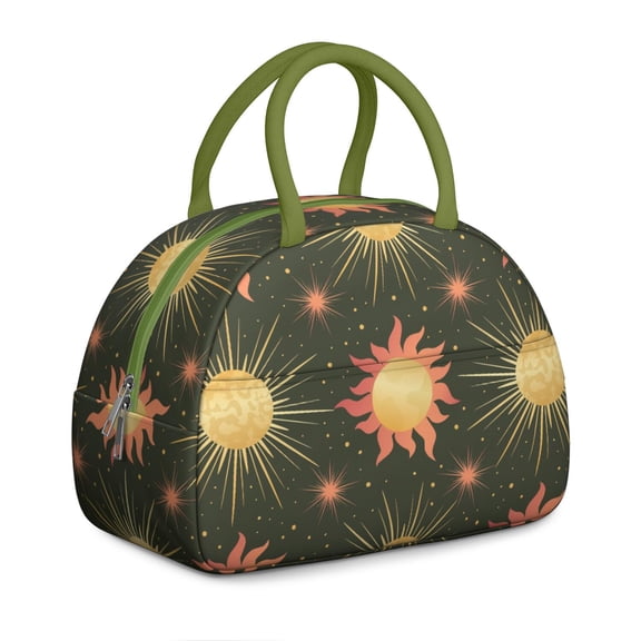 Ladies Gothic Starry Night Lunch Box: Constellation Pattern with Gold Accents - Insulated Reusable Bag, Leakproof Cooler with Mesh Pocket for Work & School