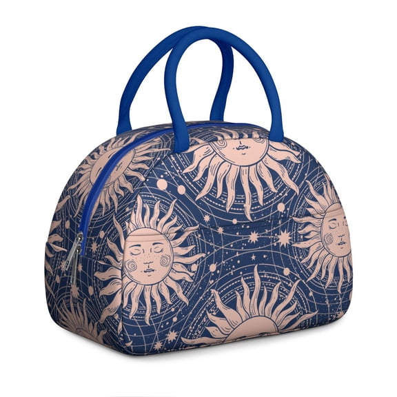 Ladies Gothic Starry Night Lunch Box: Constellation Pattern with Gold Accents - Insulated Reusable Bag, Leakproof Cooler with Mesh Pocket for Work & School
