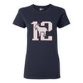 thumbnail image 1 of Ladies Greatest Of All Time 12 New England Goat Football Fan Gear DT T-Shirt Tee, 1 of 2