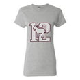 thumbnail image 1 of Ladies Greatest Of All Time 12 New England Goat Football Fan Gear DT T-Shirt Tee, 1 of 2