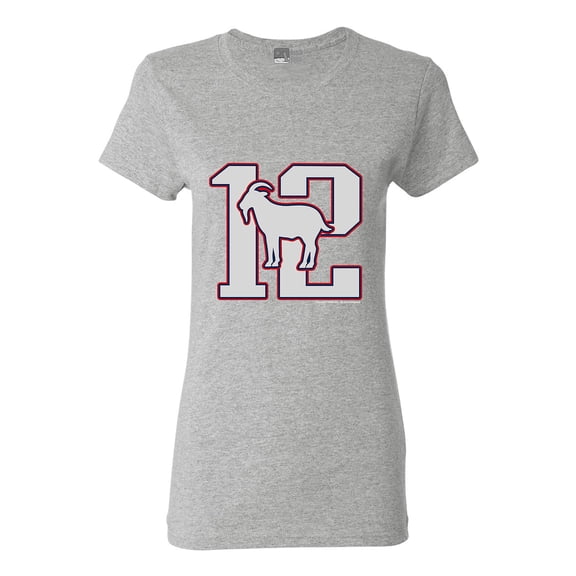 Ladies Greatest Of All Time 12 New England Goat Football Fan Gear DT T-Shirt Tee