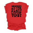 thumbnail image 1 of Ladies Groovy Errrybody At The Party Gettin' Tipsy Womens Cute Fun Short Sleeve T-Shirt-Red-5X-Large, 1 of 4