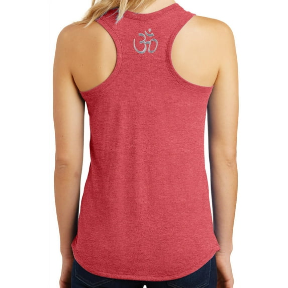 Ladies HINDU Aum Patch Racerback TankTop - Red Frost, Extra Small (neck print)