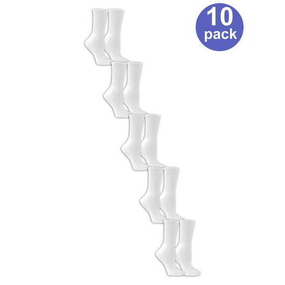 Ladies Half Cushion Crew Socks, 10 Pair