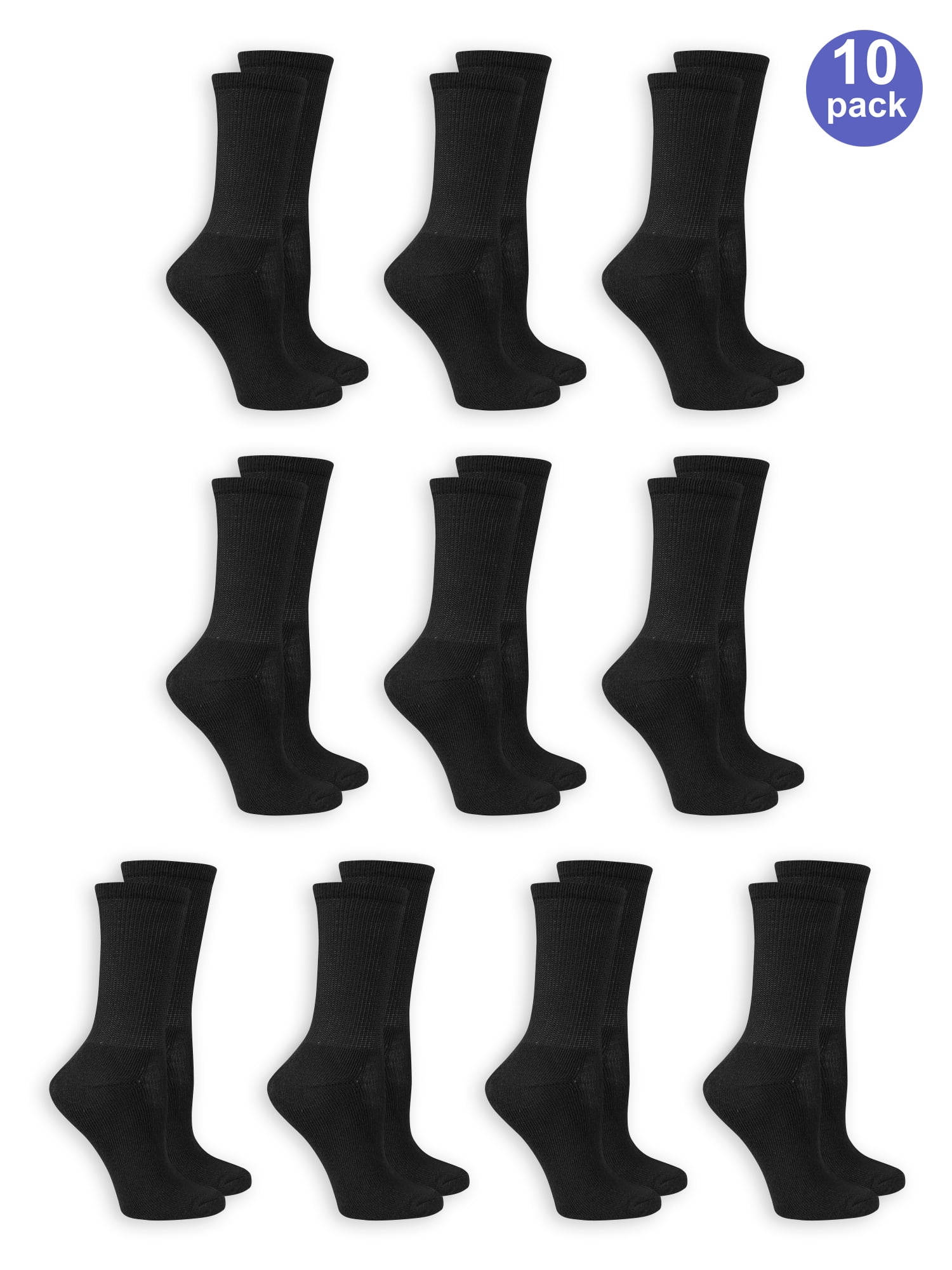 Ladies Half Cushion Crew Socks, 10 Pair