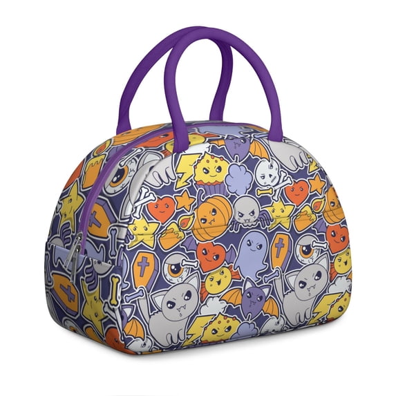 Ladies Halloween Party Lunch Box - Premium Insulated Reusable Bag, Leakproof Cooler Tote with Pockets for Costume Work Events & Night Outings