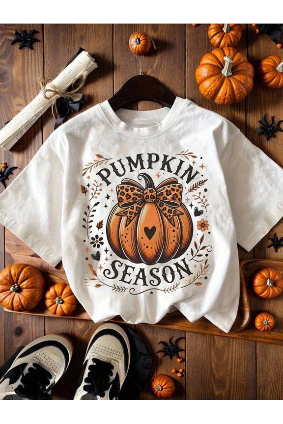 Ladies' Halloween Pumpkin Creative Printed Round-Neck T-Shirt