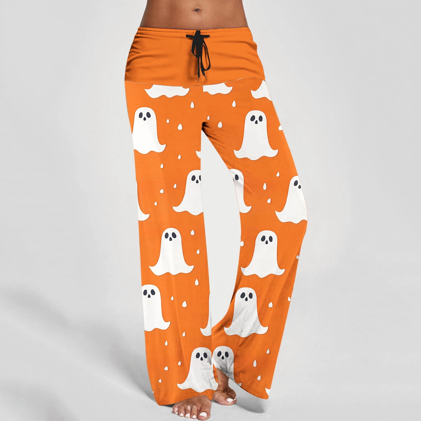 Ladies' Halloween Theme Pants Women's Ghost Printed Pants Drawstring