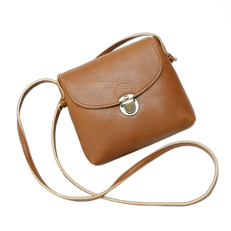 Ladies Handbags Small Women Crossbody Bag Soft Leather Lightweight Shoulder  Purse Zipper Adjustable Strap(Brown)