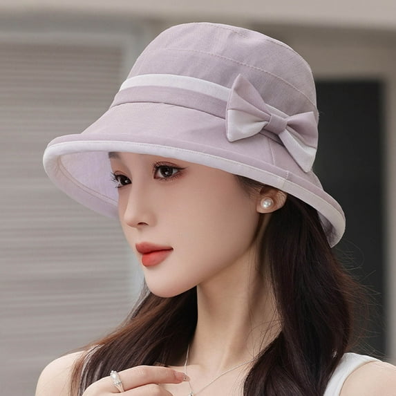 Ladies Hat Bridal Wedding Tea Party Sun Hat Ladies Outdoor Elegant Temperament Sun Hat Lightweight Breathable Sun Hat Summer New Two Color Bow Elegant Sun Shade Hat French Style Women Hat Valentines